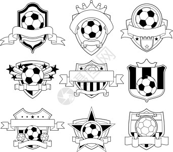 矢量足球徽章插图横幅锦标赛运动比赛黑色团队丝带星星图片