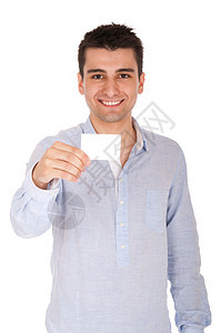 持持证男子展示纸板空白成人工作微笑商业广告白色男性图片