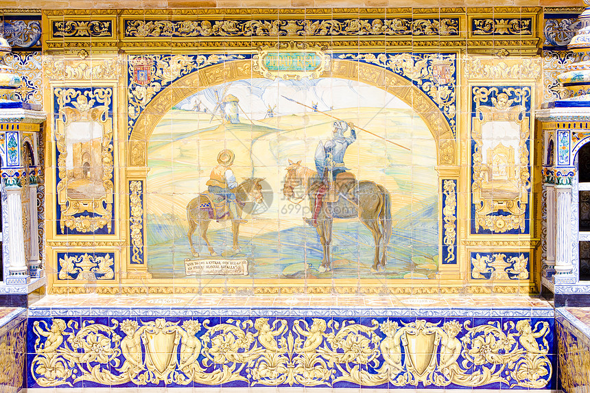 安达卢塞维利亚西班牙广场艺术绘画世界位置制品瓷砖装饰外观陶瓷图片