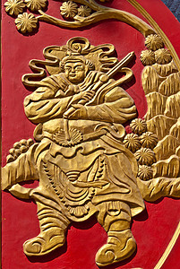 中国金墙红木美术作品建筑学插图寺庙绘画雕塑传统装饰历史木头艺术图片