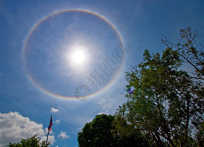 天空中的彩虹场景戏剧性旗帜平流层卷云宗教天堂太阳阳光光谱图片