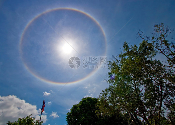 天空中的彩虹场景戏剧性旗帜平流层卷云宗教天堂太阳阳光光谱图片