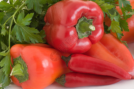 蔬菜水平胡椒饮食叶子红色绿色香菜食物图片
