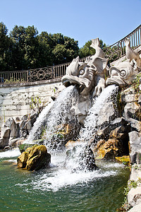 意大利建筑奢华花园树木喷泉瀑布历史性住宅雕像城堡图片