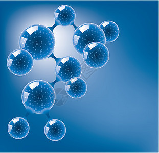 矢量抽象分子或微生物本底物理生物学团体蓝色显微镜化学宏观技术装饰品粒子图片