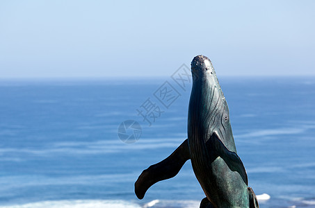 飞行的鲸鱼鲸鱼与海洋决裂的雕像波浪旅游海岸冲浪海浪雕塑金属青铜海岸线雕刻背景