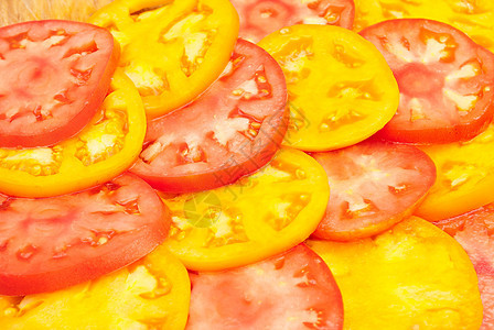 红色和黄色切片西红番茄模式图片