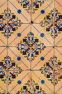 葡萄牙阿祖列霍斯马赛克瓷砖装饰艺术制品正方形工作蓝色古董控制板图片