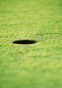 绿色草地上的高尔夫球洞图片