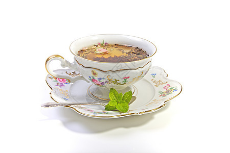 茶杯在HIgh茶飞碟早餐传统文化饮料英语时间草本植物玫瑰液体图片