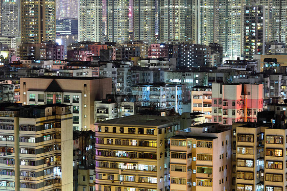 香港夜间拥挤的建筑设施天空不动产抵押建筑学住宅晴天生活财产窗户住房图片