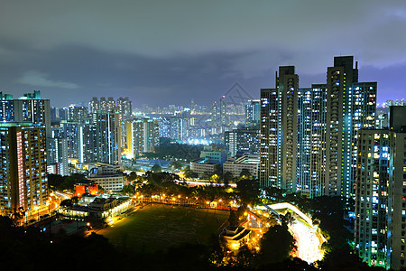 晚上在香港过夜摩天大楼建筑学房子住房地板不动产基础设施城市晴天百叶窗图片