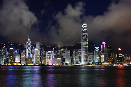 晚上在香港商业顶峰经济旅游办公室市中心城市场景港口石头图片