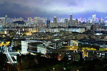 香港人口拥挤的城市工作反射建筑景观蓝色地标天空天际建造市中心图片