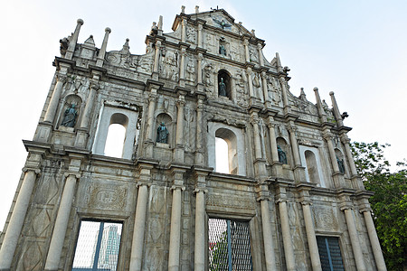 澳门圣保罗大教堂废墟风景遗产历史丢弃旅行公园地标建筑学构造天空图片