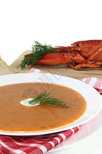 龙虾奶油汤浓汤餐厅面包动物蟹肉盘子美食柠檬螃蟹美味图片