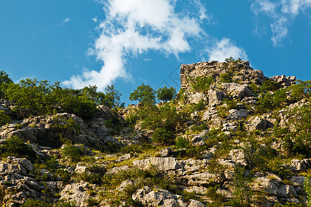 克罗地亚斯普利特附近山河峡谷克里夫岩石风景悬崖支撑海岸海岸线蓝色海滩场景娱乐图片