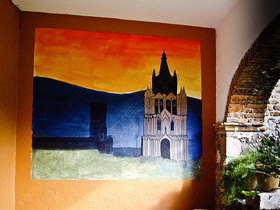墨西哥多彩的墙壁壁壁画图片