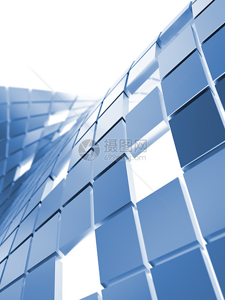 蓝色金属立方体盒子组织海浪白色解决方案数字化正方形插图团体图片