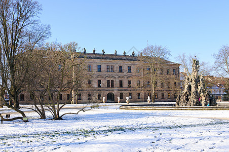 Erlangen 德国冬季大学蓝天白色晴天天空风景花园公园图片