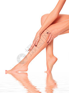 照顾美丽的女性身体皮肤脚趾伤害女孩足疗数字静脉曲张治疗组织膝盖图片