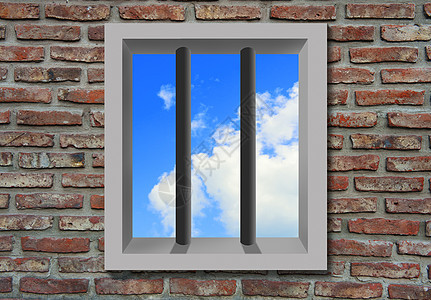 带天空的监狱窗口图片