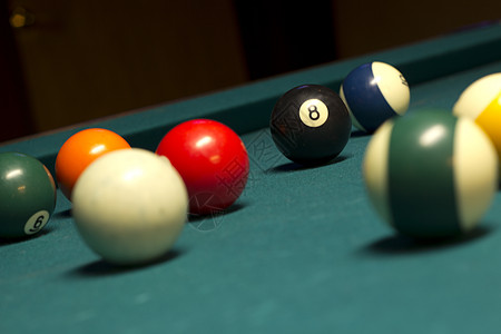 池桌球毛毡水池线索绿色宏观娱乐台球桌子图片
