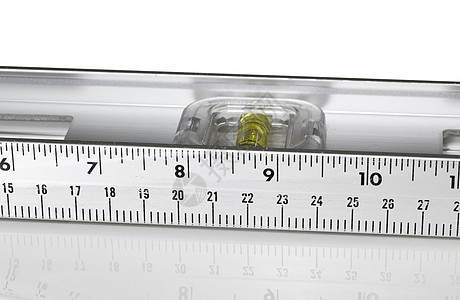 铝标尺中的构建者精神水平统治者工具液体厘米平衡反射工作平行线气泡乐器图片