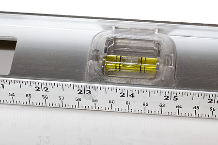 铝标尺中的构建者精神水平工作气泡宏观平衡平行线乐器测量玻璃黄色光学图片