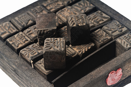 中国古董印刷字母版画宏观木头打印字体脚本黑色打字稿乡愁图片