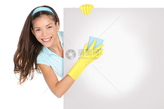 清洁妇女标志家庭产品女佣广告牌洗涤器橡皮木板海报横幅女性图片