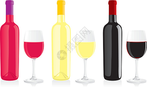 孤立的葡萄酒瓶和玻璃杯图片