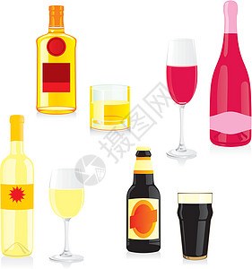 孤立的酒精瓶和玻璃杯金发女郎玻璃海滩液体瓶子果汁享受奢华插图杯子图片
