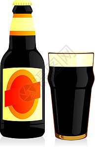单独瓶和玻璃黑啤酒图片