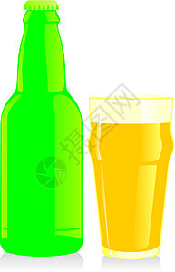 单独瓶和玻璃金发啤酒图片