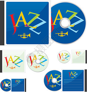 矢量彩色CD和带有爵士布局的插件软件插图包装数据船运盒子产品袖珍互联网光盘图片