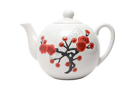 以亚洲风格的茶壶配鲜花图片