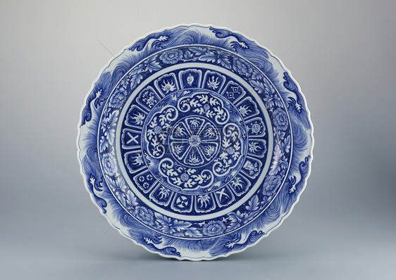 盘式制品装饰陶瓷历史商品风格花朵盘子蓝色瓷器图片