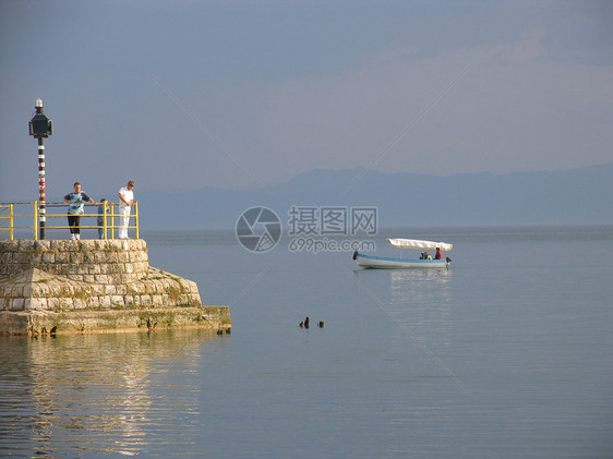 奥赫里德湖 马塞多尼亚全景季节蓝色旅行海岸旅游支撑假期天空图片