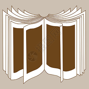 棕色背景上的打开书的环影图片
