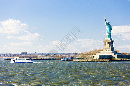 自由岛和自由女神像 美国纽约自由雕塑纪念碑外观地标雕像位置旅行世界图片
