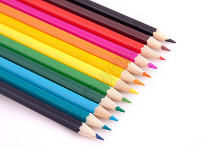 彩色铅笔白色艺术品商业木头团体彩虹生活锐化孩子们绘画图片
