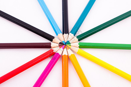 彩色铅笔学习艺术品孩子们木头商业教育绘画彩虹生活概念图片