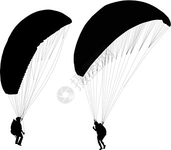 起飞前的滑翔伞爱好速度运动男人学习天空蓝色降落伞活动段落背景图片