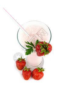 新鲜草莓奶昔水果浆果牛奶热带饮食美食奶制品饮料甜点营养图片