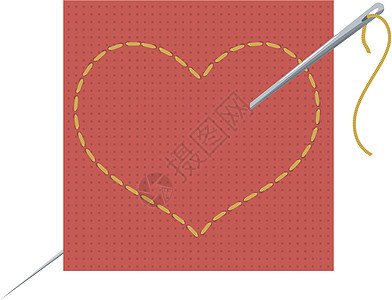 心脏 针和线的矢量插图图片