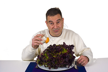 无聊饮食蔬菜桌子厌恶减肥盘子男性午餐水平食物沙拉图片