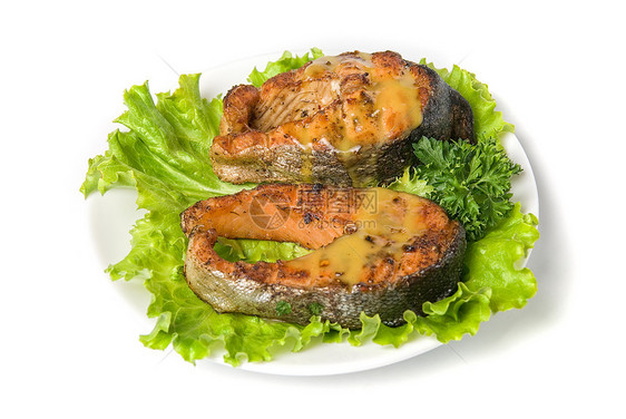 美味的鲑鱼胡椒蔬菜市场美食鱼片盘子饮食香菜食物营养图片