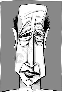 古老的漫画人绘画鼻子灰阶草图刷子男性男人沉思卡通片插图背景图片