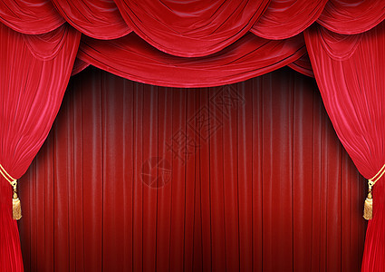 装有优雅窗帘的歌剧院背景图片